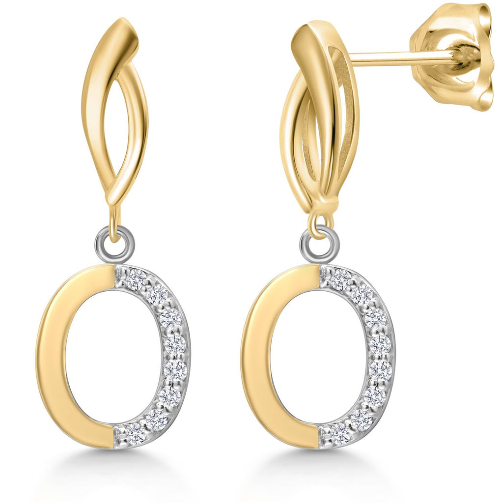 Gem Stone King Initial Earrings Letter A to Z Alphabet | 10K Yellow Gold and 925 Sterling Silver | Lab Grown Diamond | Gift Women Mother's Day Wife Mom Girlfriend Anniversary Birthday | By Keren Hanan