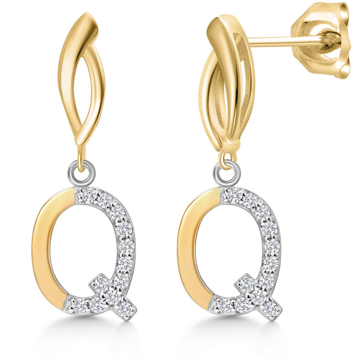 Initial Q_Earrings in 925 Sterling Silver and 10K Yellow Gold