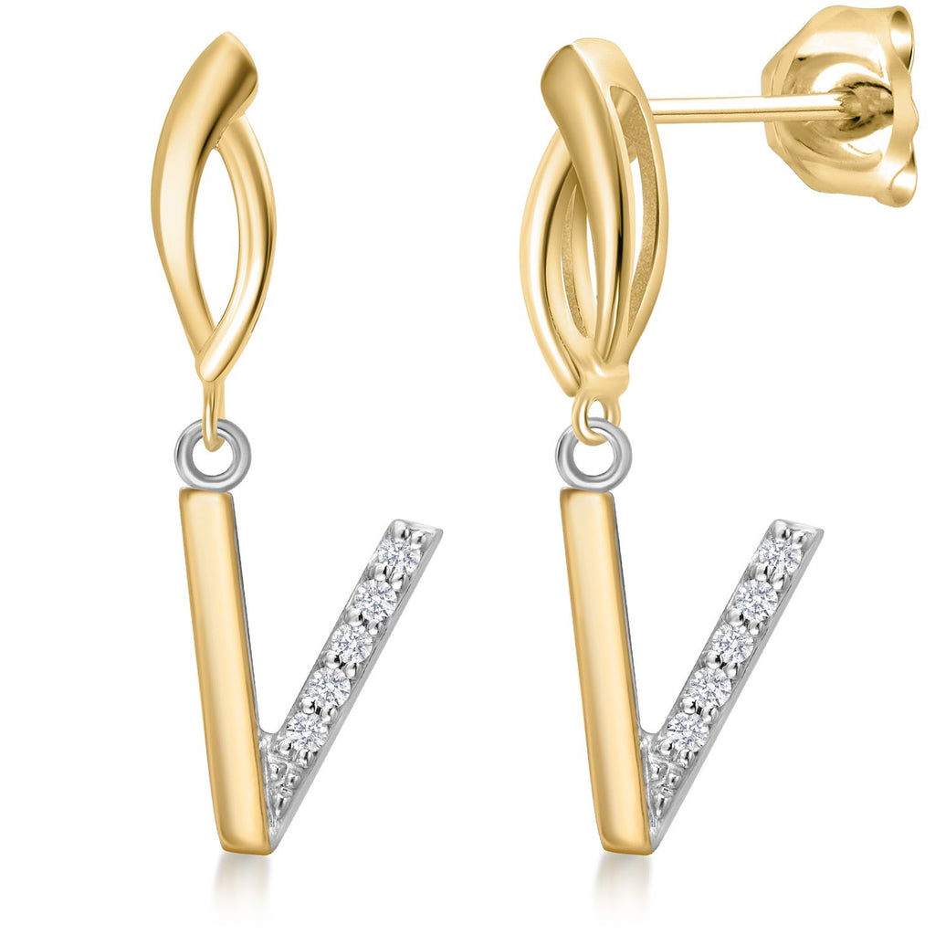 Gem Stone King Initial Earrings Letter A to Z Alphabet | 10K Yellow Gold and 925 Sterling Silver | Lab Grown Diamond | Gift Women Mother's Day Wife Mom Girlfriend Anniversary Birthday | By Keren Hanan