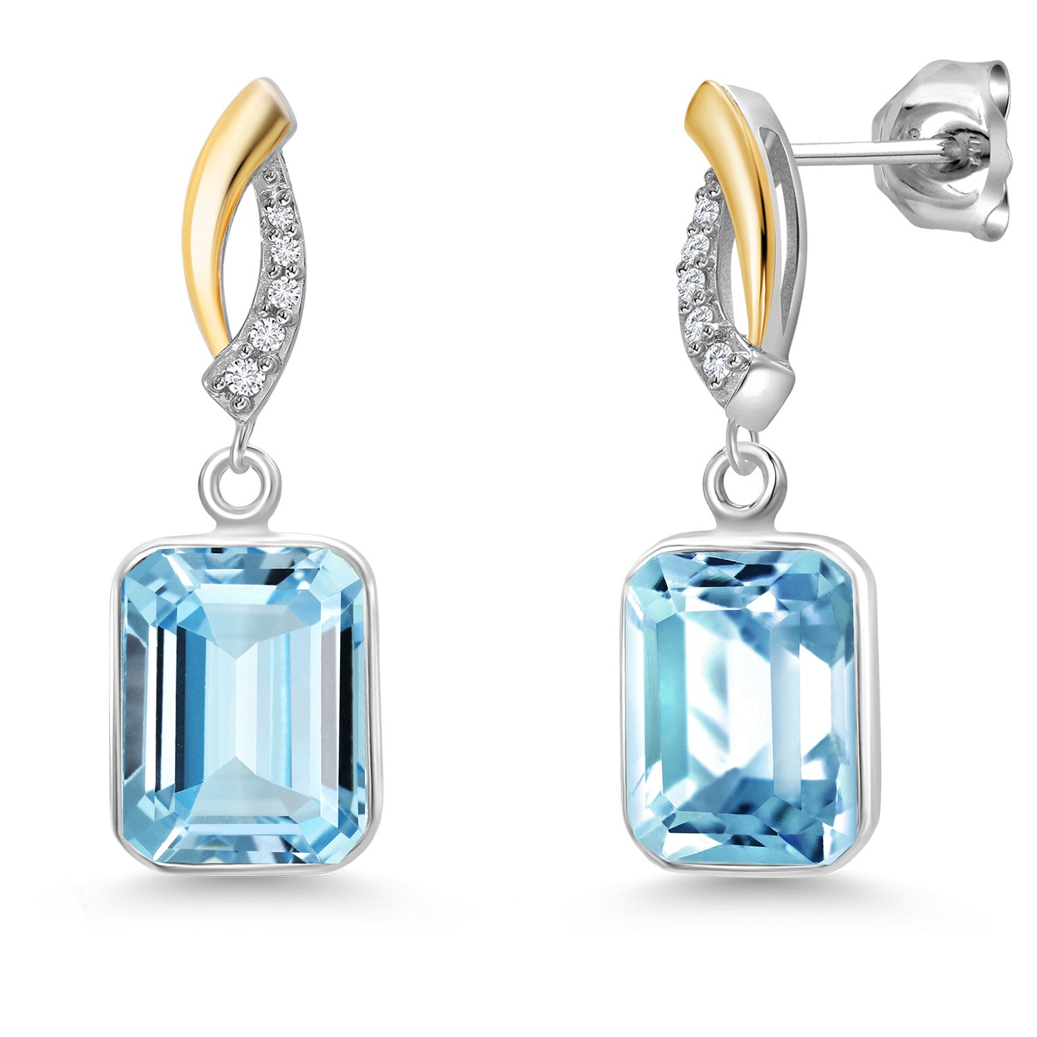 Earrings in 925 Sterling Silver and 10K Yellow Gold