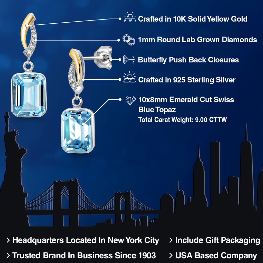Earrings in 925 Sterling Silver and 10K Yellow Gold