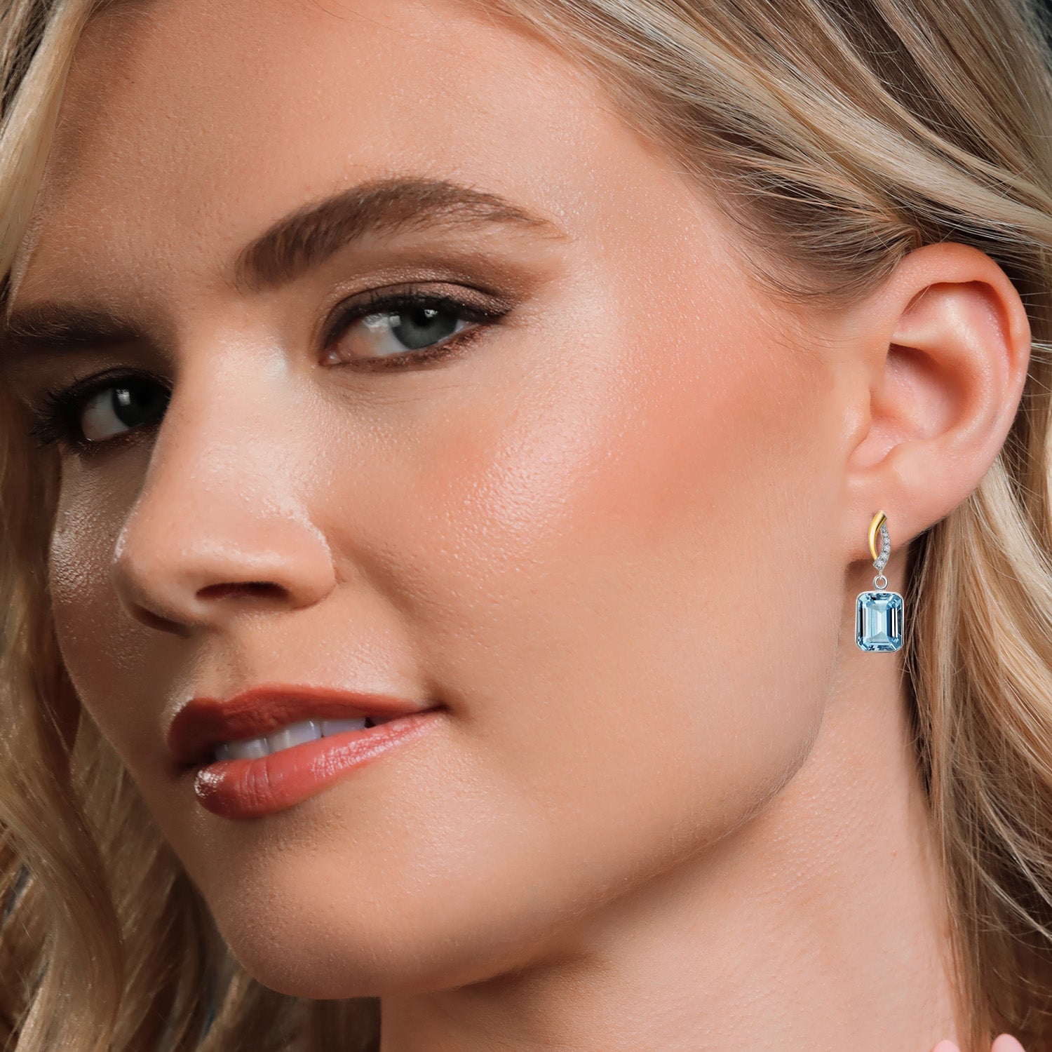 Earrings in 925 Sterling Silver and 10K Yellow Gold