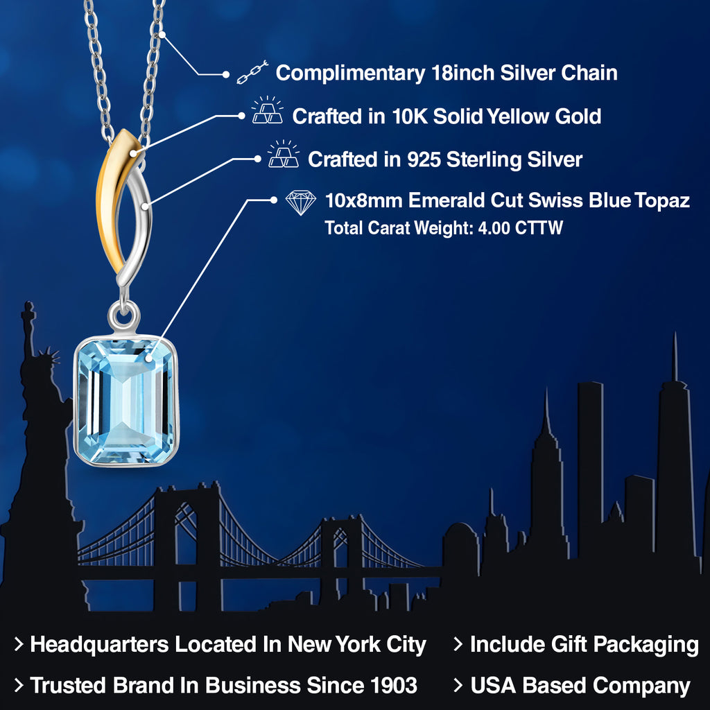 Pendant in 925 Sterling Silver and 10K Yellow Gold