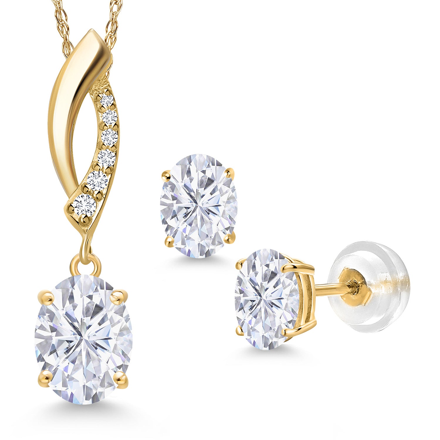Pendant Earrings Set in 14K Yellow Gold