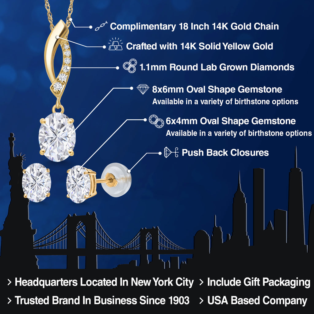 Pendant Earrings Set in 14K Yellow Gold