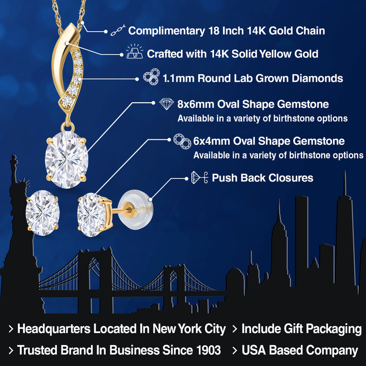 Pendant Earrings Set in 14K Yellow Gold