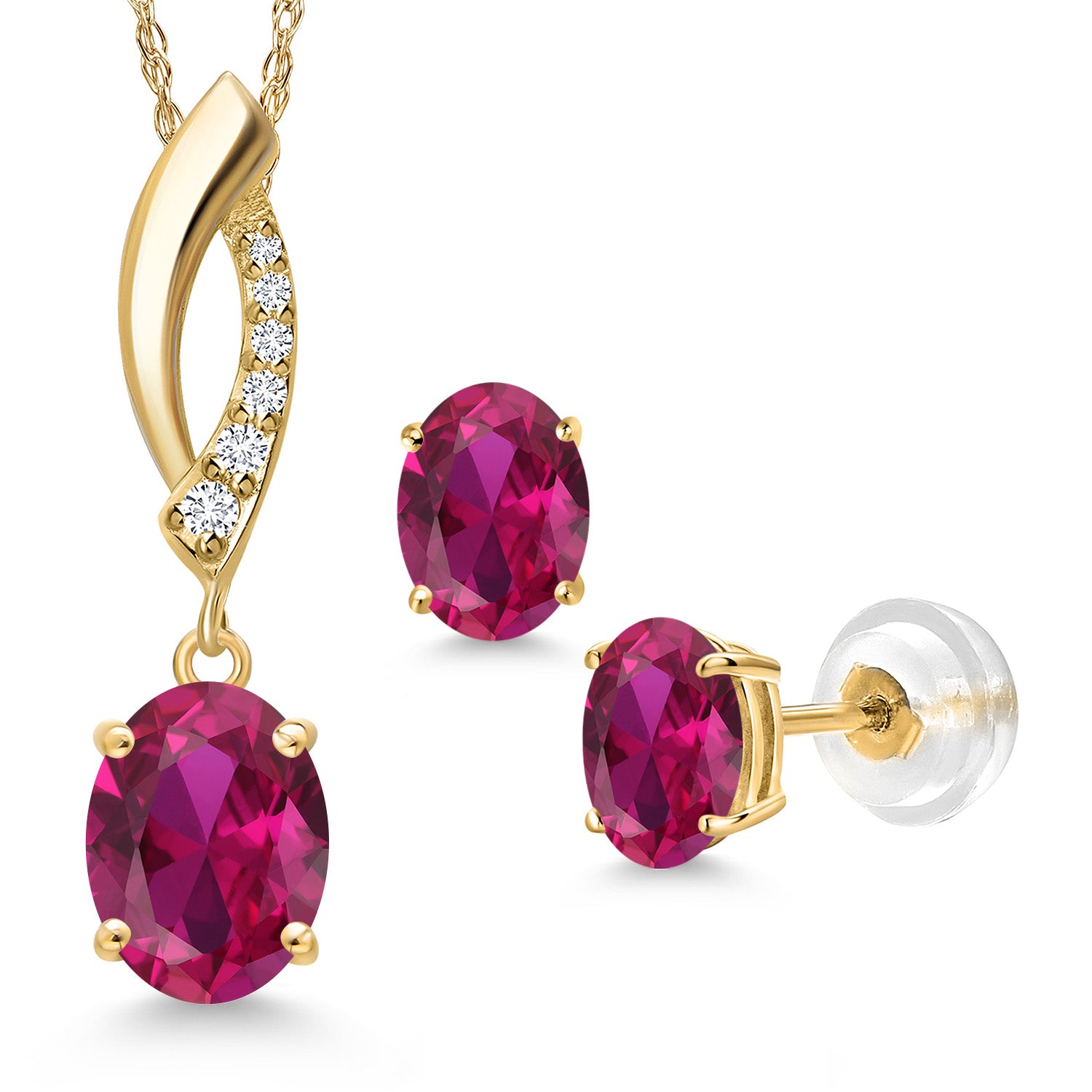 Pendant Earrings Set in 14K Yellow Gold