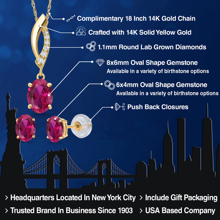 Pendant Earrings Set in 14K Yellow Gold