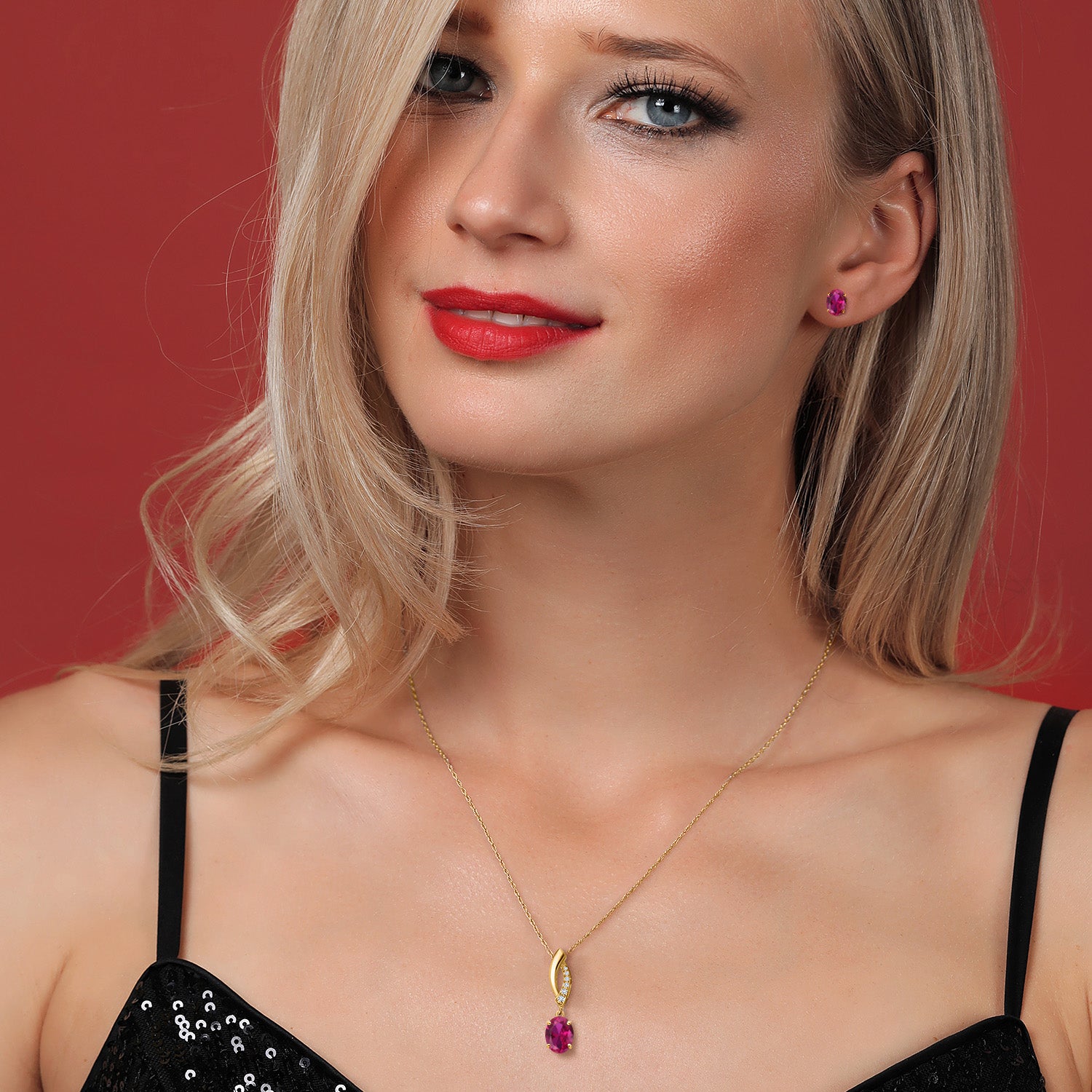 Pendant Earrings Set in 14K Yellow Gold