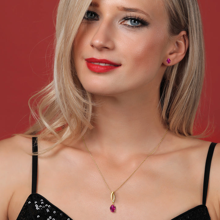 Pendant Earrings Set in 14K Yellow Gold