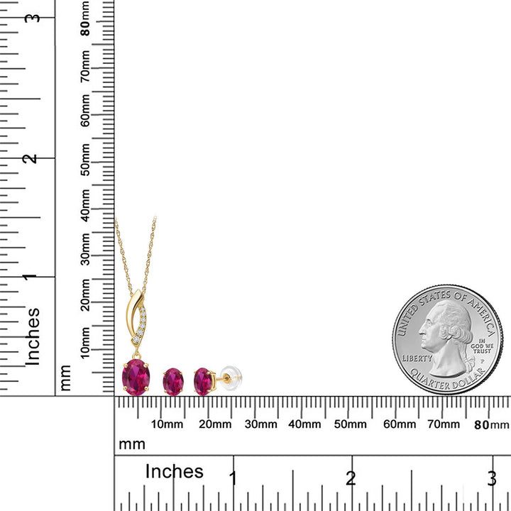 Pendant Earrings Set in 14K Yellow Gold