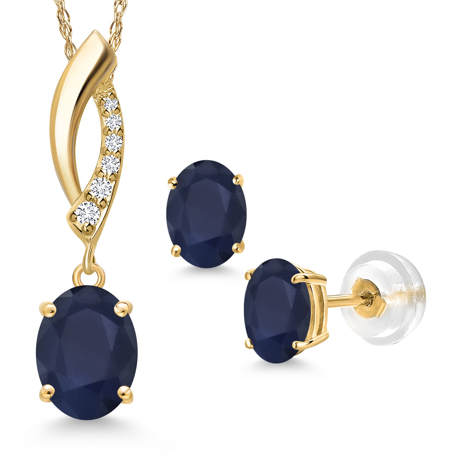 Pendant Earrings Set in 14K Yellow Gold
