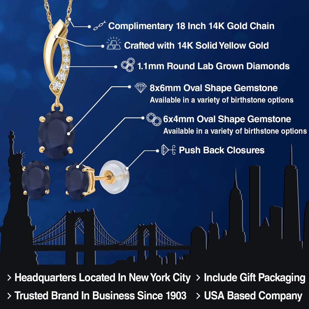 Pendant Earrings Set in 14K Yellow Gold
