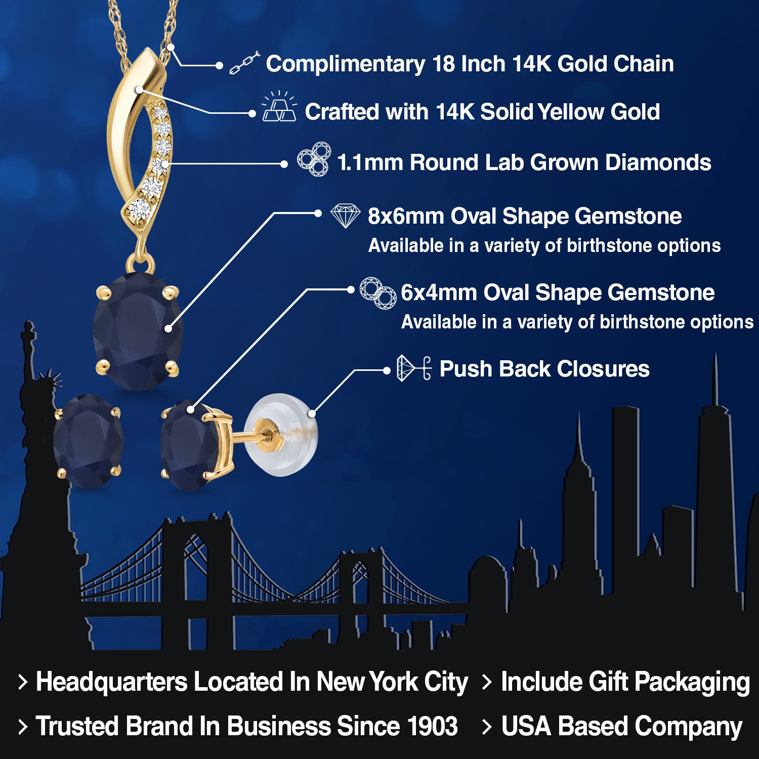 Pendant Earrings Set in 14K Yellow Gold