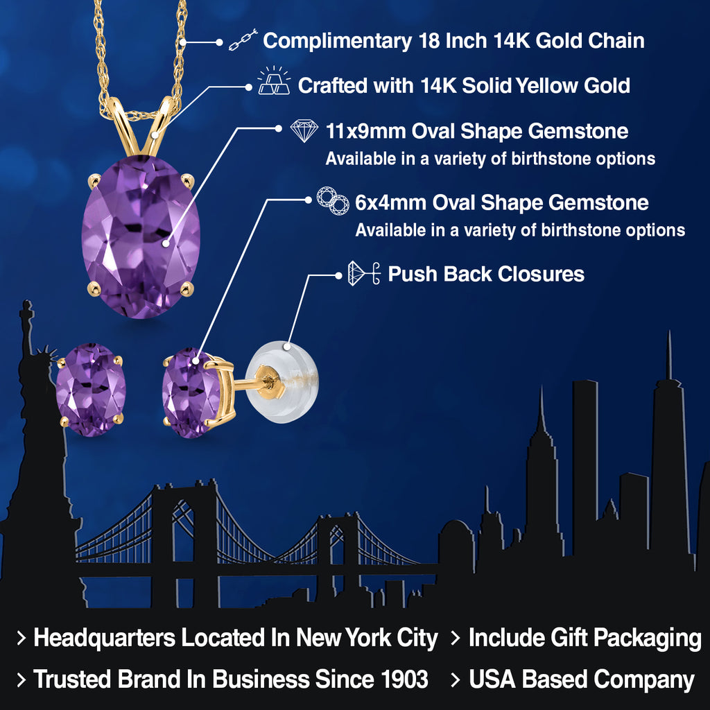 Pendant Earrings Set in 14K Yellow Gold