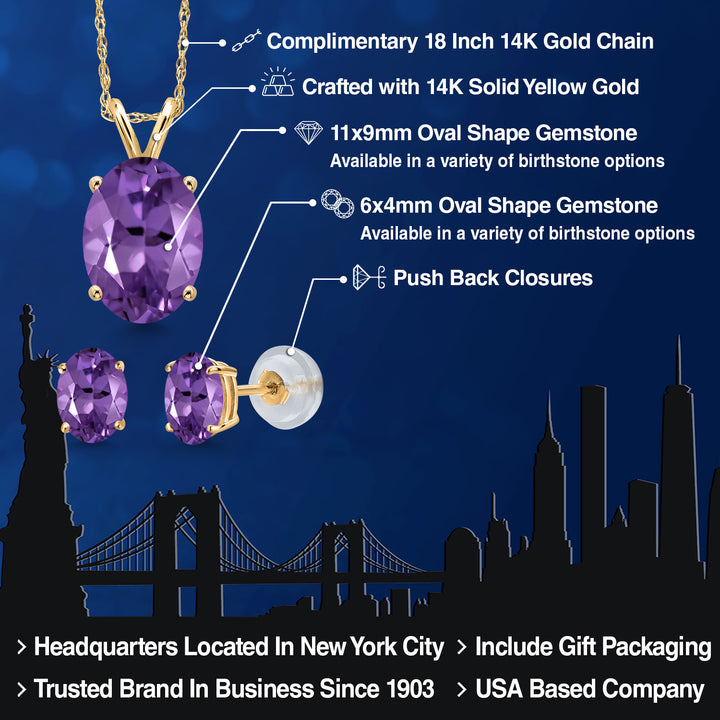 Pendant Earrings Set in 14K Yellow Gold