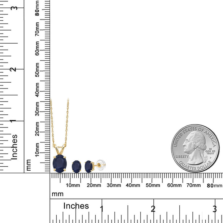 Pendant Earrings Set in 14K Yellow Gold