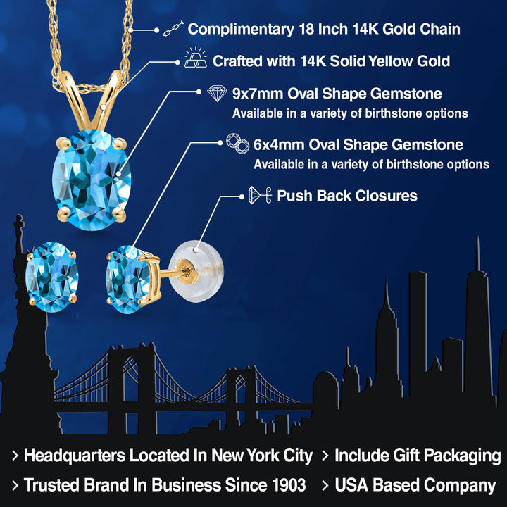 Pendant Earrings Set in 14K Yellow Gold