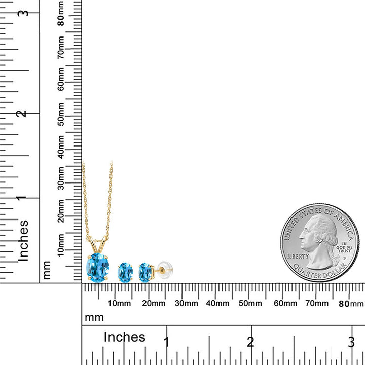 Pendant Earrings Set in 14K Yellow Gold