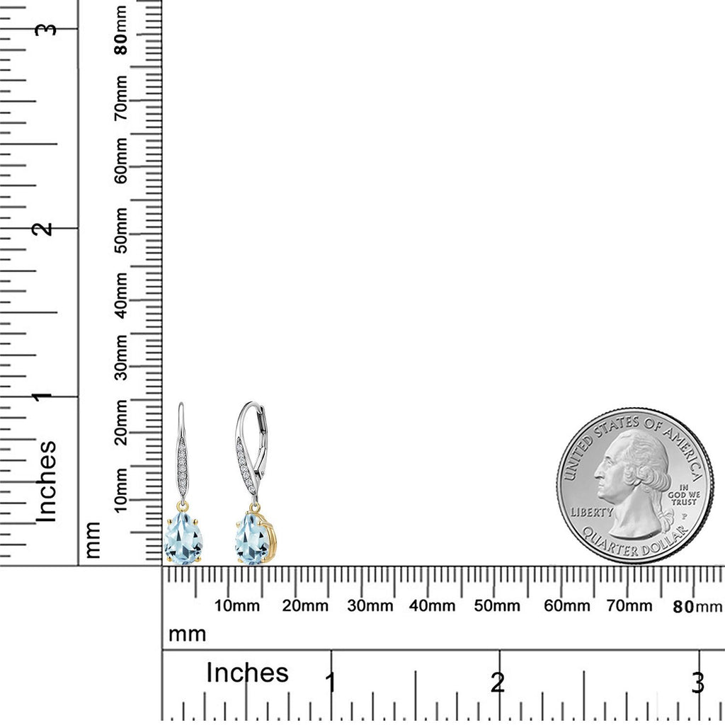 Sky Blue and E - F_Earrings in 925 Sterling Silver and 10K Yellow Gold