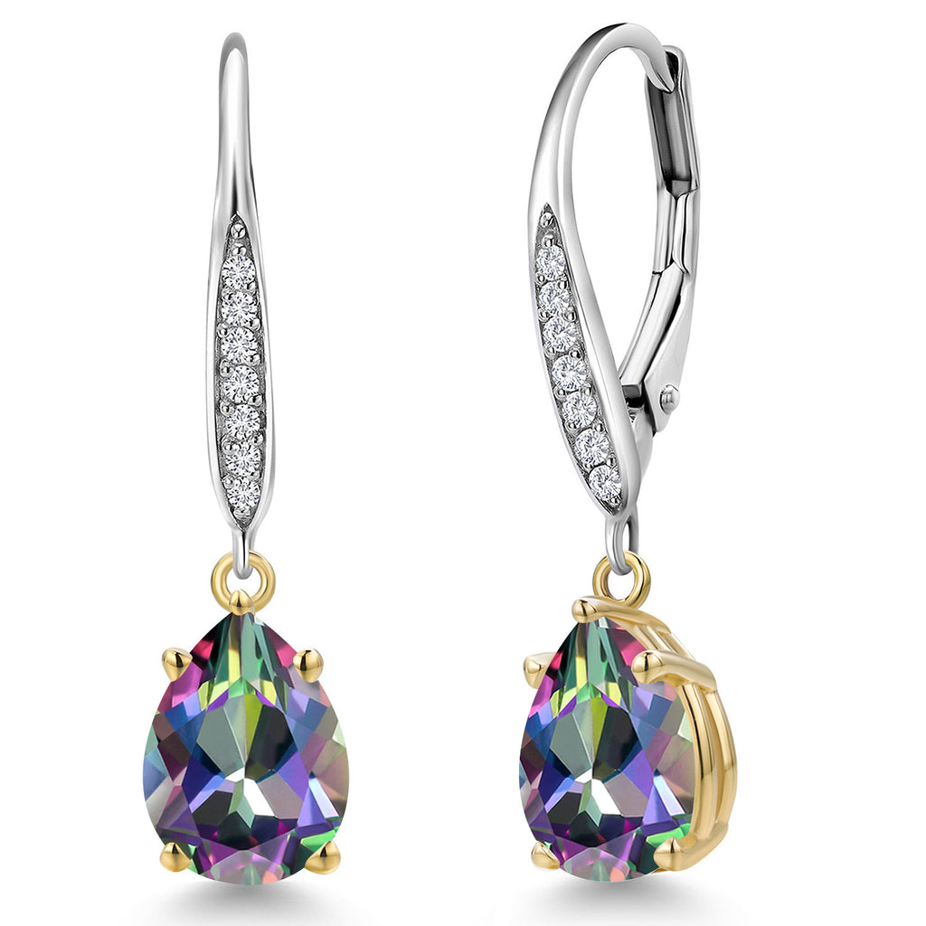 Green Mystic Topaz_Earrings in 925 Sterling Silver and 10K Yellow Gold