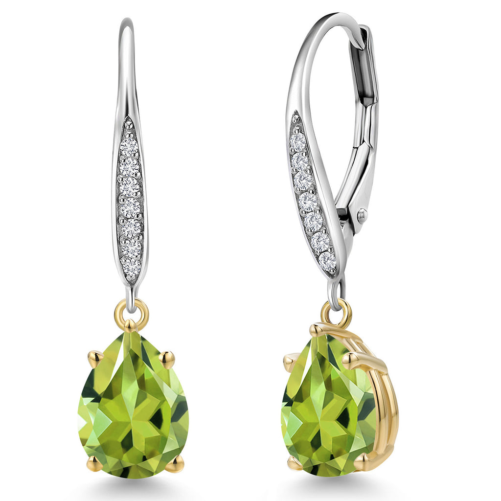 Peridot_Earrings in 925 Sterling Silver and 10K Yellow Gold