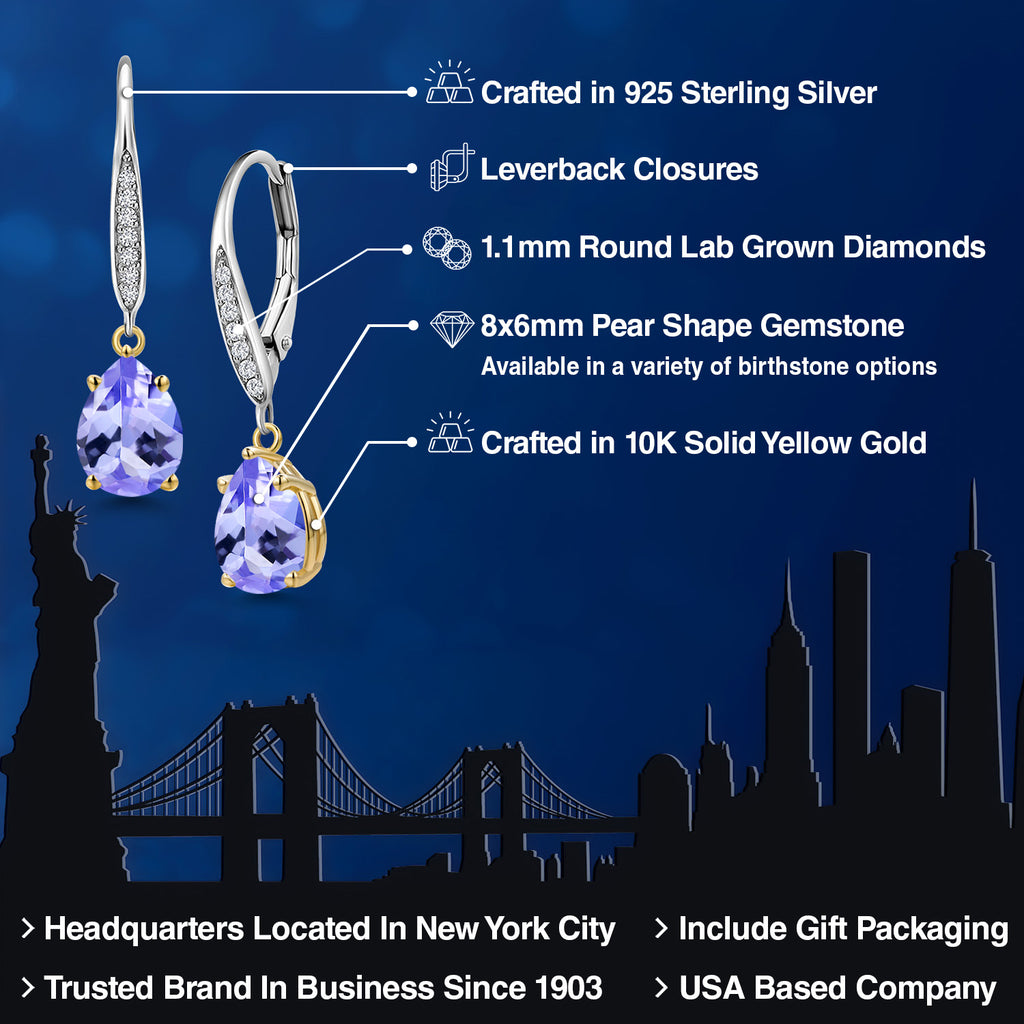 Earrings in 925 Sterling Silver and 10K Yellow Gold