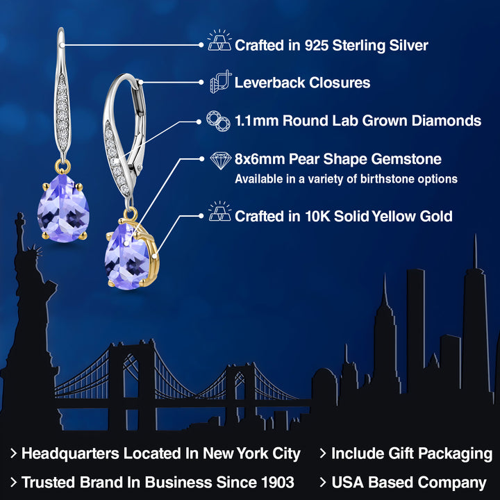 Earrings in 925 Sterling Silver and 10K Yellow Gold