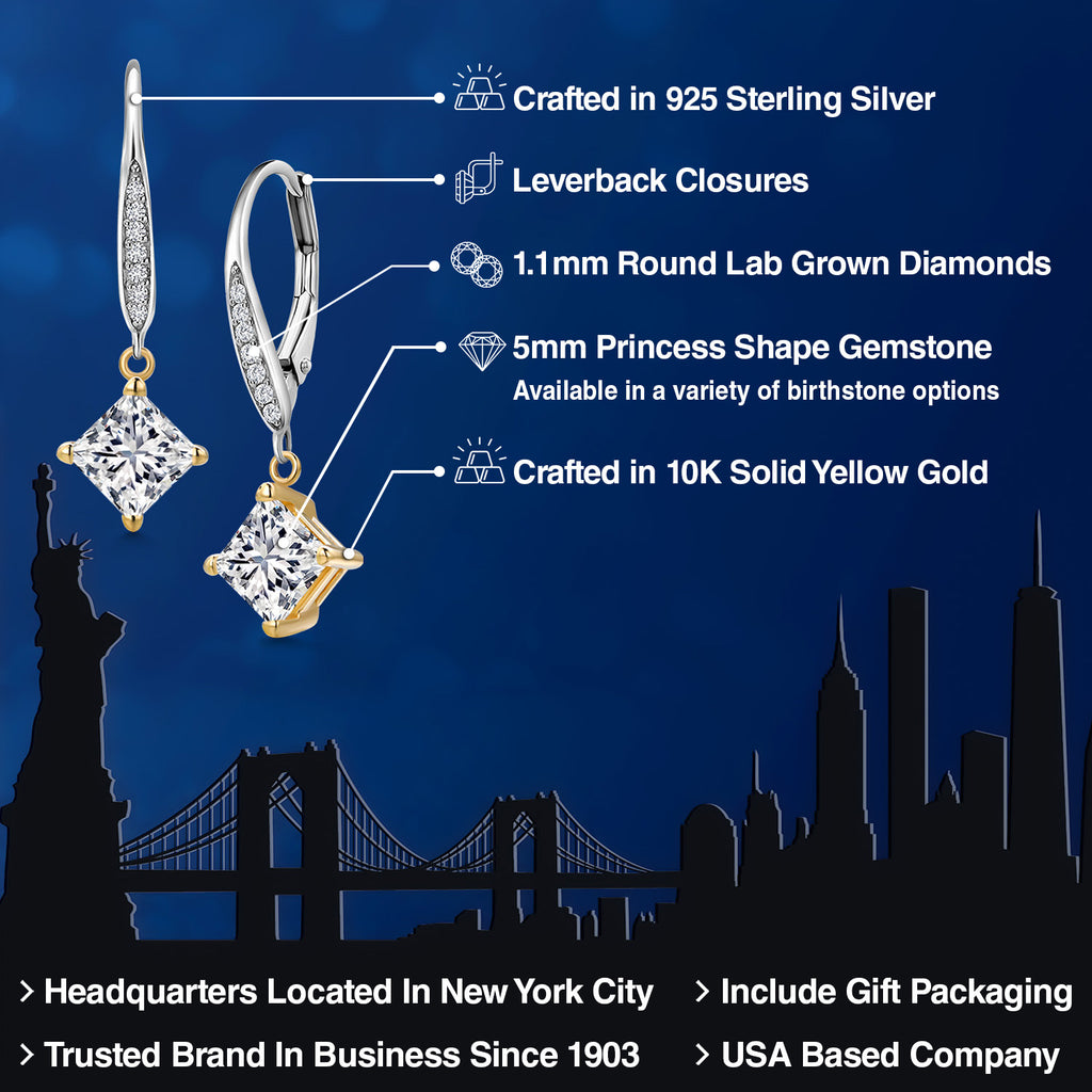 Earrings in 925 Sterling Silver and 10K Yellow Gold