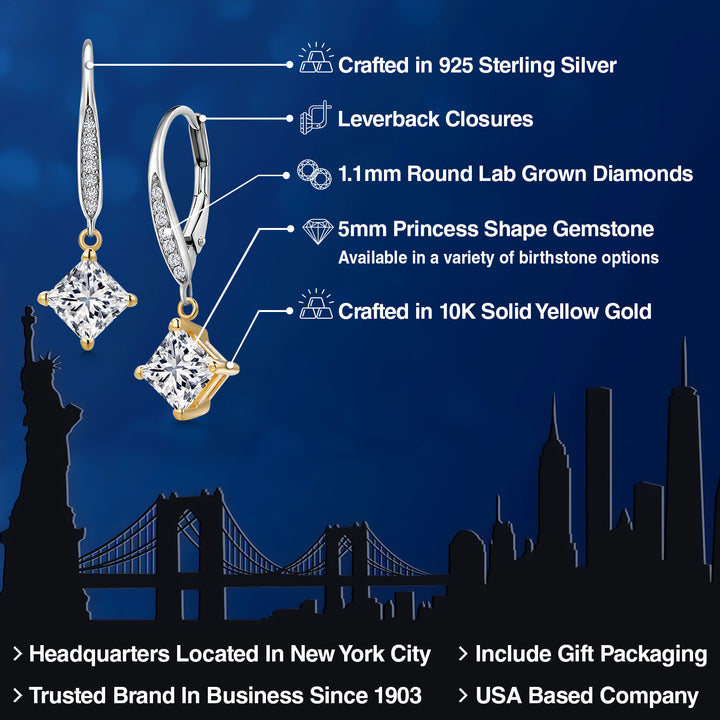 Earrings in 925 Sterling Silver and 10K Yellow Gold