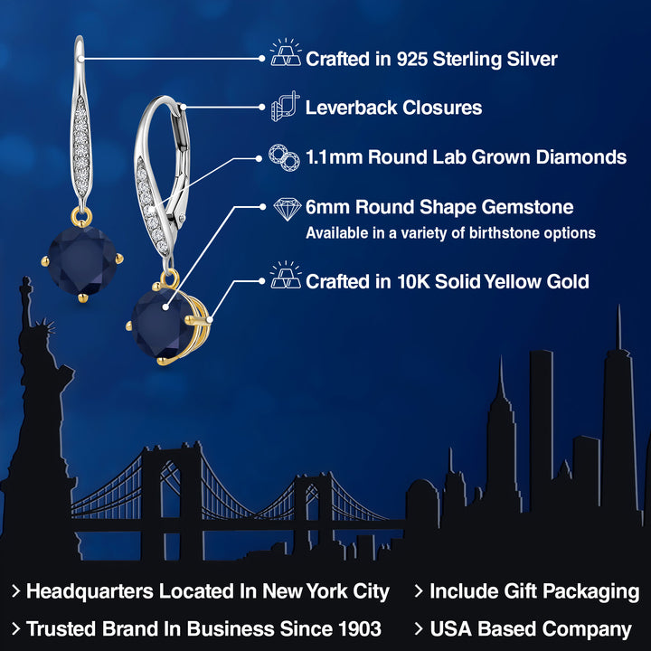 Earrings in 925 Sterling Silver and 10K Yellow Gold