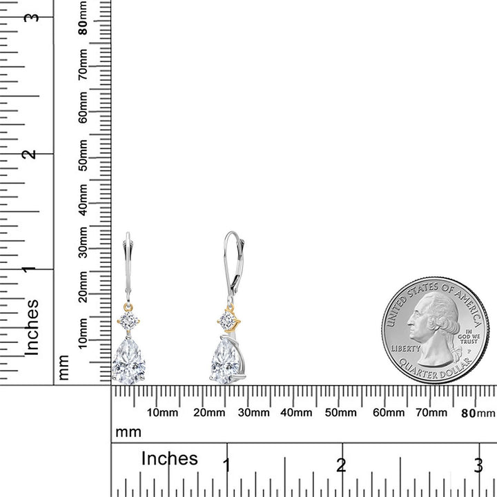 Earrings in 925 Sterling Silver and 10K Yellow Gold
