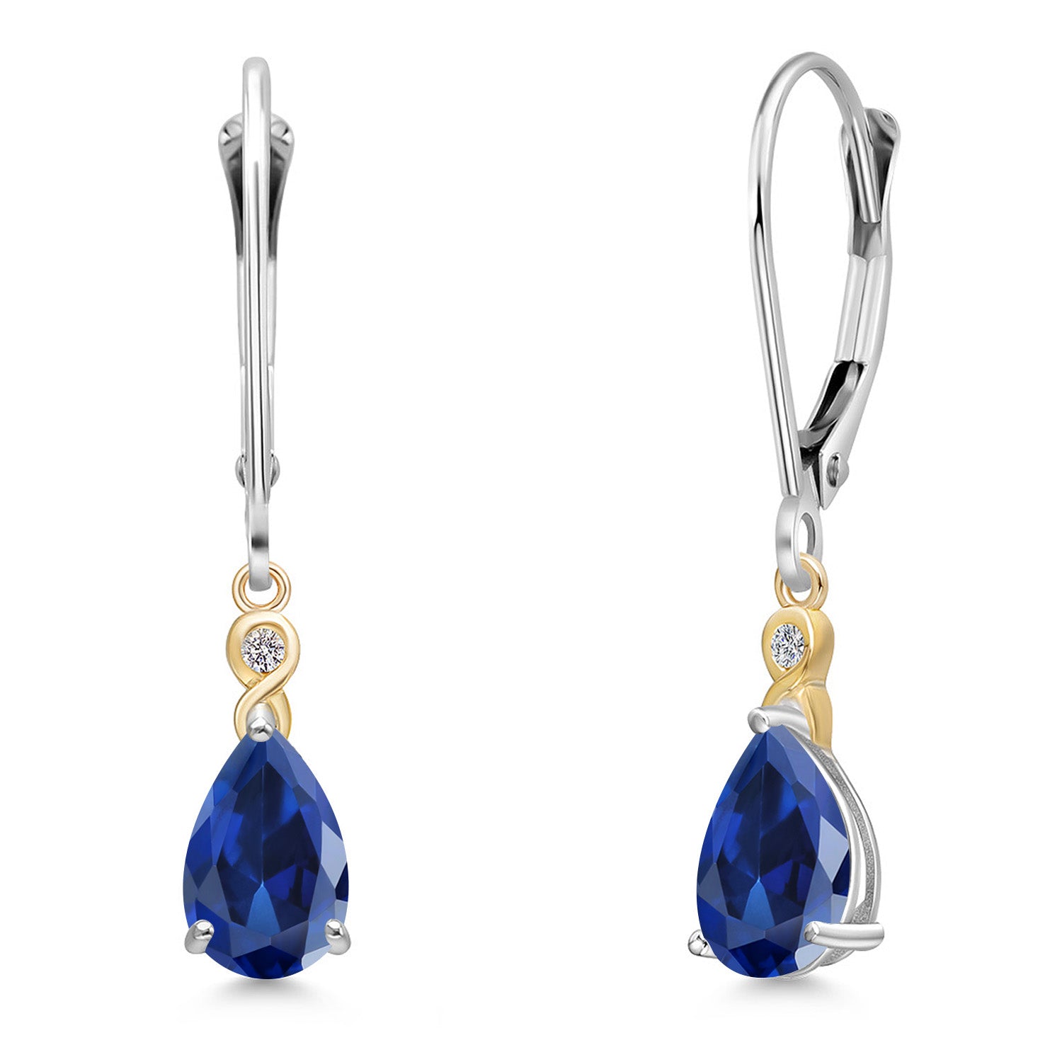 Earrings in 925 Sterling Silver and 10K Yellow Gold