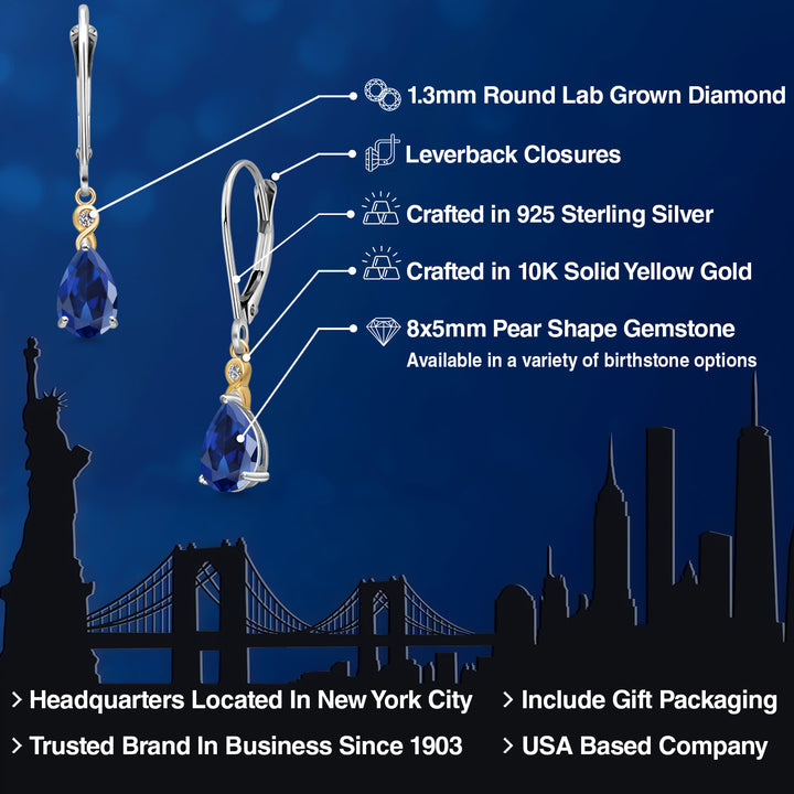 Earrings in 925 Sterling Silver and 10K Yellow Gold