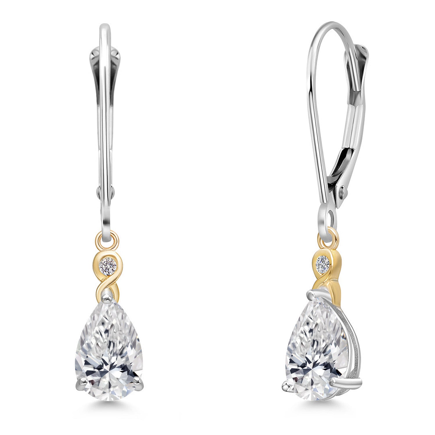 Earrings in 925 Sterling Silver and 10K Yellow Gold