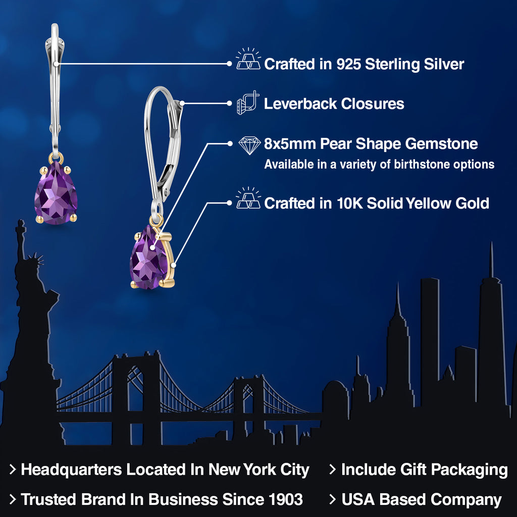 Earrings in 925 Sterling Silver and 10K Yellow Gold