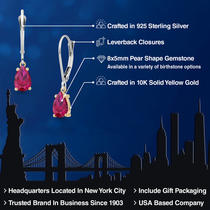 Earrings in 925 Sterling Silver and 10K Yellow Gold