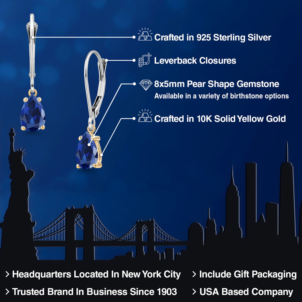 Earrings in 925 Sterling Silver and 10K Yellow Gold