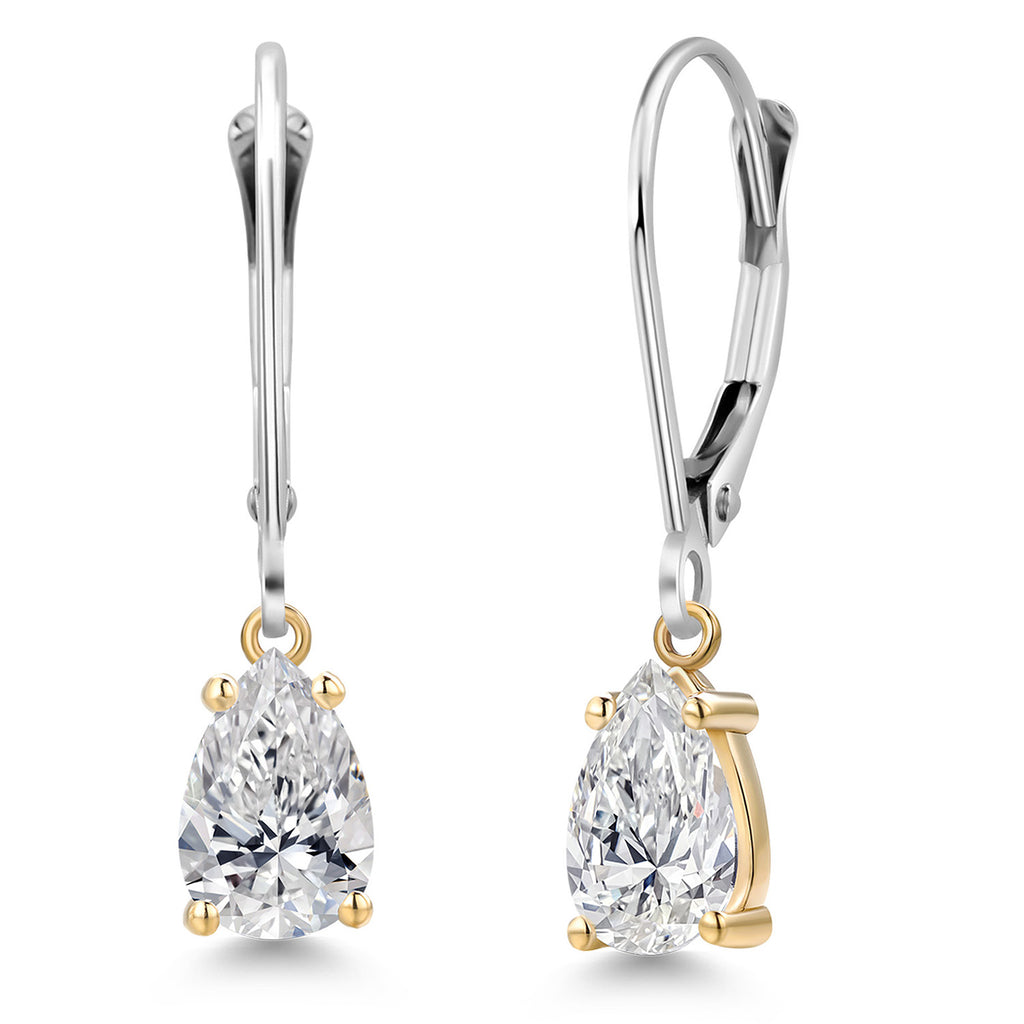Pear Shape_Earrings in 925 Sterling Silver and 10K Yellow Gold