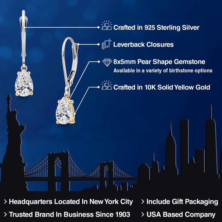 Earrings in 925 Sterling Silver and 10K Yellow Gold