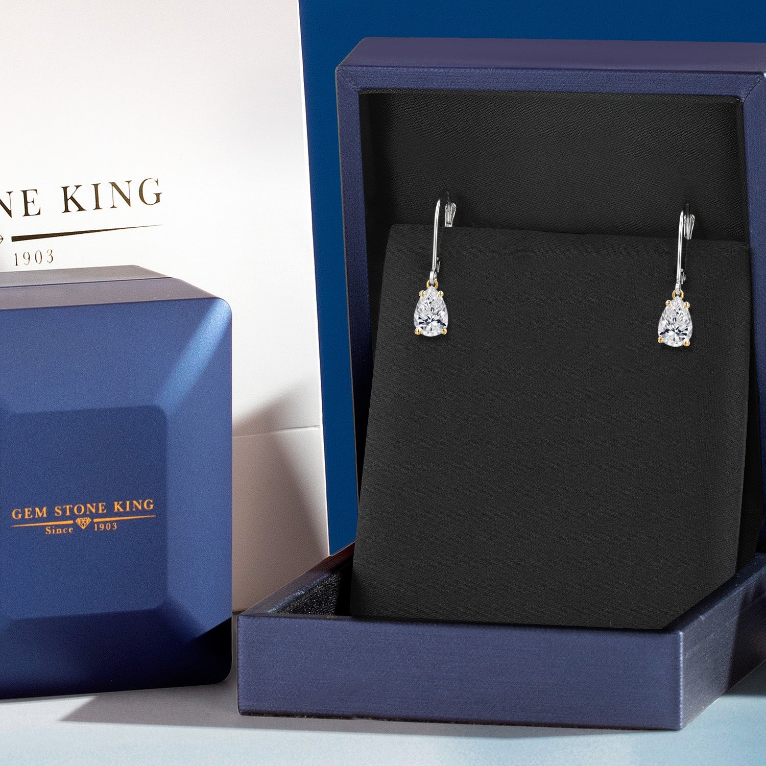 Earrings in 925 Sterling Silver and 10K Yellow Gold