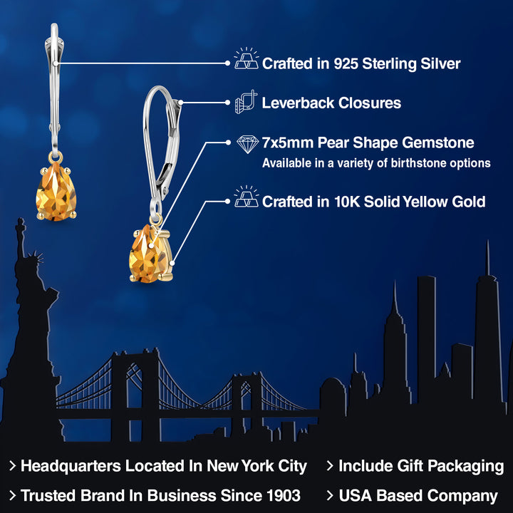 Earrings in 925 Sterling Silver and 10K Yellow Gold