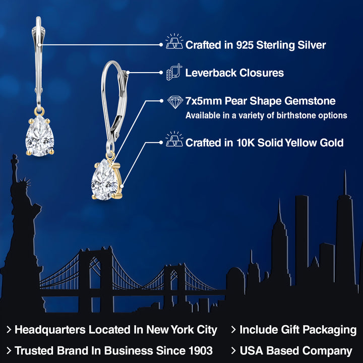 Earrings in 925 Sterling Silver and 10K Yellow Gold