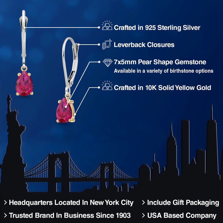 Earrings in 925 Sterling Silver and 10K Yellow Gold
