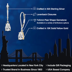 Earrings in 925 Sterling Silver and 10K Yellow Gold