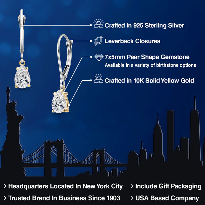 Earrings in 925 Sterling Silver and 10K Yellow Gold