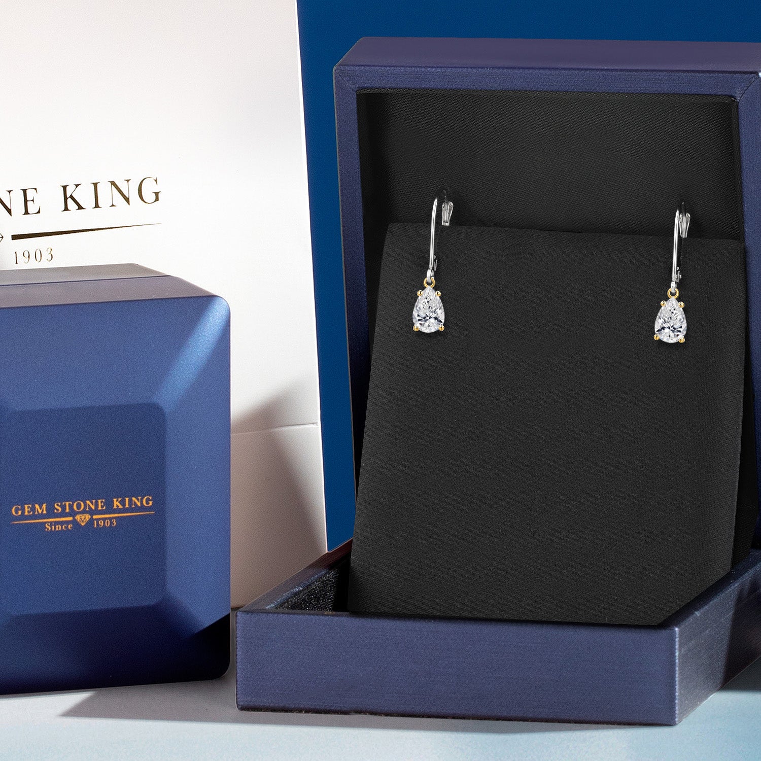 Earrings in 925 Sterling Silver and 10K Yellow Gold