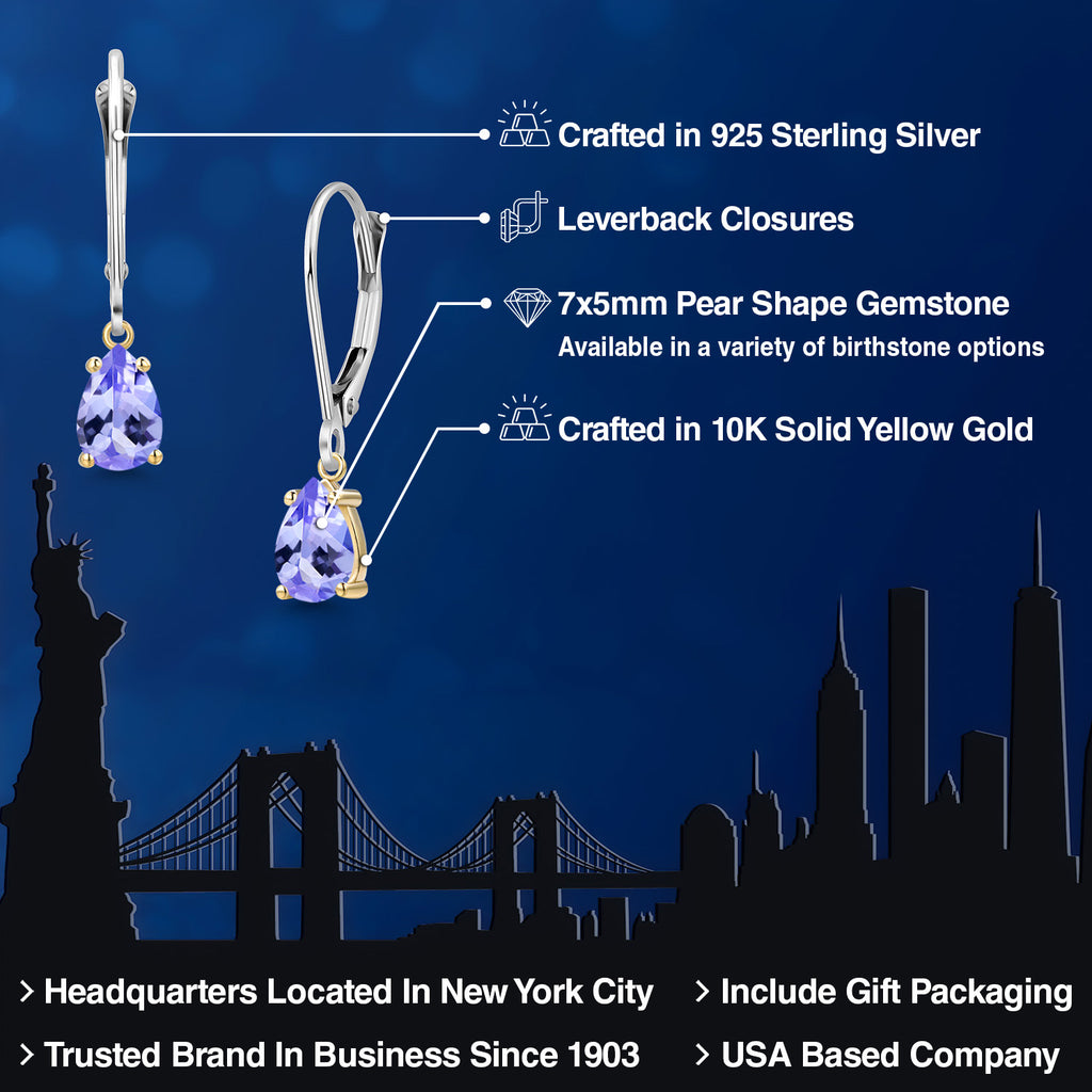 Earrings in 925 Sterling Silver and 10K Yellow Gold