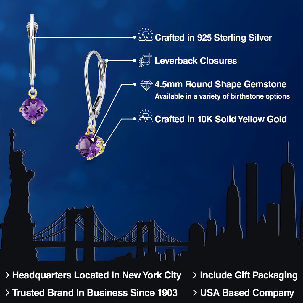 Earrings in 925 Sterling Silver and 10K Yellow Gold