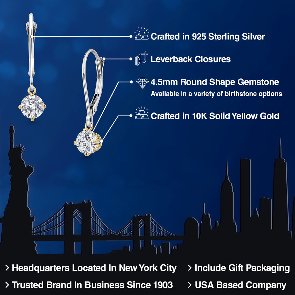 Earrings in 925 Sterling Silver and 10K Yellow Gold